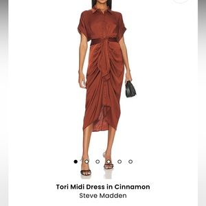 Tori Steve Madden Midi Dress with tie. Size 6. Cinnamon color. NWOT